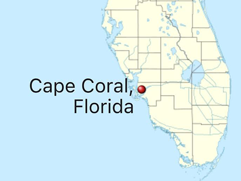 Map of Cape Coral Florida.